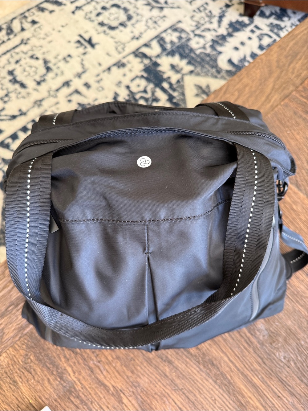 Zella Black Nylon Messenger Bag with Dual Straps